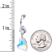 将图片加载到图库查看器,Clear Aurora Gem Stylized Heart Dangle Belly Ring