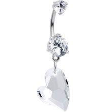 将图片加载到图库查看器,Clear Gem Stylized Heart Dangle Belly Ring