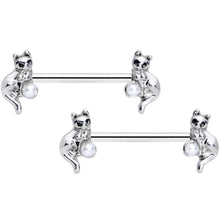 Load image into Gallery viewer, 14G 9/16 Steel Ball Cat Barbell Nipple Ring Set