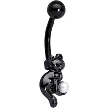 将图片加载到图库查看器,White Orb Black Cat Black Halloween Belly Ring