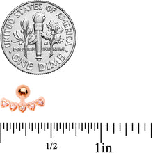 Load image into Gallery viewer, 16G 1/4 Clear CZ Gem Rose Gold Tone Five Heart Cartilage Tragus