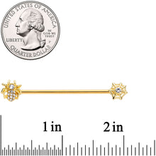 Load image into Gallery viewer, 14G Clear Gem Gold Tone Spider Halloween Industrial Barbell 38mm