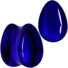 将图片加载到图库查看器,Solid Blue Glass Teardrop Plug Set