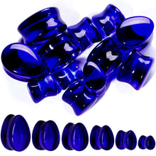 将图片加载到图库查看器,Solid Blue Glass Teardrop Plug Set
