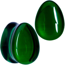 将图片加载到图库查看器,Solid Green Glass Teardrop Plug Set