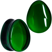 将图片加载到图库查看器,Solid Green Glass Teardrop Plug Set