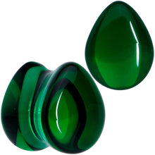 将图片加载到图库查看器,Solid Green Glass Teardrop Plug Set