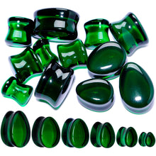 将图片加载到图库查看器,Solid Green Glass Teardrop Plug Set