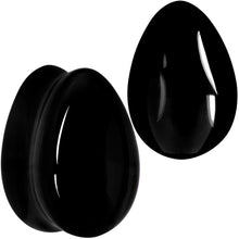 将图片加载到图库查看器,Solid Black Glass Teardrop Plug Set