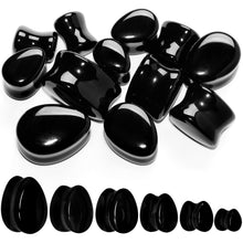 将图片加载到图库查看器,Solid Black Glass Teardrop Plug Set