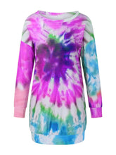 Load image into Gallery viewer, Full Size Tie-Dye Round Neck Long Sleeve Dress Trendy & Comfortable Casual Dress for Women