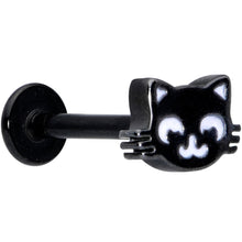 Load image into Gallery viewer, 16G 5/16 Black Cat Mouse Halloween Labret Monroe Tragus