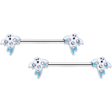 Load image into Gallery viewer, 14G 9/16 Clear Gem White Ghost Halloween Barbell Nipple Ring Set