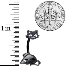 将图片加载到图库查看器,Black Cat Mouse Halloween Double Mount Belly Ring