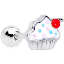 Load image into Gallery viewer, 16G 1/4 Red White Sprinkle Cherry Cupcake Cartilage Tragus