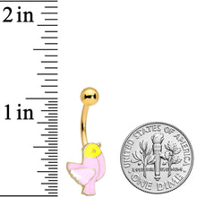 Load image into Gallery viewer, Gold Tone Pink Yellow Chick Bird Belly Ring