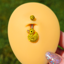 将图片加载到图库查看器,Sydney Belle Girlfriend Collection Yellow Pink CZ Gem Rubber Duck Ducky Belly Ring