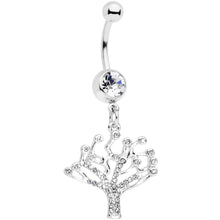 将图片加载到图库查看器,Clear CZ Gem Angular Tree of Life Dangle Belly Ring