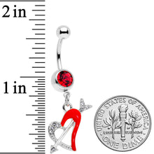 将图片加载到图库查看器,Clear Red Gem Valentine Heart Dangle Belly Ring
