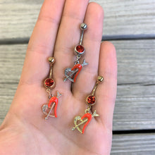将图片加载到图库查看器,Clear Red Gem Valentine Heart Dangle Belly Ring