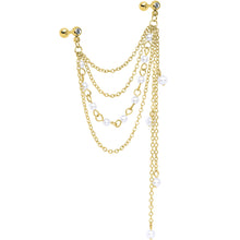 Load image into Gallery viewer, 16G 1/4 Clear Gem Gold Hue Dangle Cartilage Chain Earring