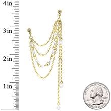 Load image into Gallery viewer, 16G 1/4 Clear Gem Gold Hue Dangle Cartilage Chain Earring
