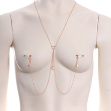 Load image into Gallery viewer, 14G 5/8 Aurora Gem Rose Gold Hue Star Moon Nipple Chain Necklace
