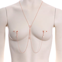 将图片加载到图库查看器,14G 5/8 Clear Gem Rose Gold Hue Star Moon Nipple Chain Necklace