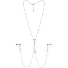 将图片加载到图库查看器,14G 5/8 Clear Gem Rose Gold Hue Star Moon Nipple Chain Necklace