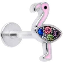 Load image into Gallery viewer, 16G 5/16 Pink Blue Gem Fetching Flamingo Labret Monroe Tragus