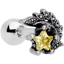 Load image into Gallery viewer, 16G 1/4 Yellow Gem Shooting Star Cartilage Tragus Earring