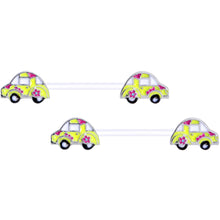 Load image into Gallery viewer, 14G 9/16 Clear Bioplast Retro Hippie Car Barbell Nipple Ring Set
