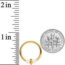 Load image into Gallery viewer, 14G 9/16 Gold Tone Black White Bee BCR Captive Nipple Ring Set