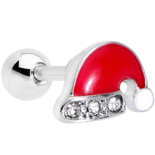 Load image into Gallery viewer, 16G 1/4 Clear Gem Santa Hat Christmas Cartilage Tragus Earring