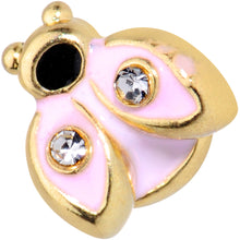 Load image into Gallery viewer, 16G 5/16 Clear Gem Gold Tone Pink Ladybug Labret Monroe Tragus