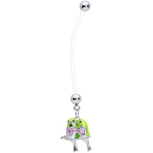 Load image into Gallery viewer, Pink Gem Green Little Lovebirds Twins Dangle Pregnancy Belly Ring