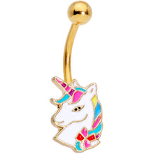 将图片加载到图库查看器,Gold Tone Rainbow Unicorn Belly Ring