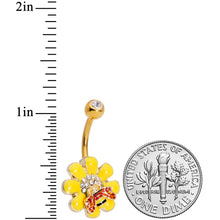 将图片加载到图库查看器,Clear Gem Gold Tone Red Yellow Bee Flower Belly Ring