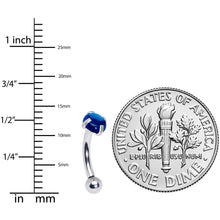 Load image into Gallery viewer, 16G 5/16 Blue CZ Gem Internally Threaded Curved Eyebrow Ring