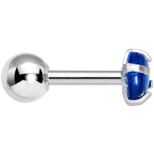 Load image into Gallery viewer, 16G 1/4 Blue CZ Gem Smooth Hemisphere Cartilage Tragus Earring