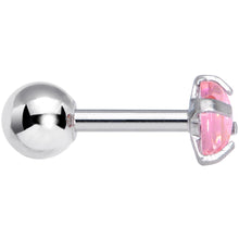 Load image into Gallery viewer, 16G 1/4 Pink CZ Gem Smooth Hemisphere Cartilage Tragus Earring