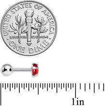 Load image into Gallery viewer, 16G 1/4 Red CZ Gem Smooth Hemisphere Cartilage Tragus Earring