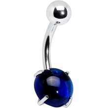 将图片加载到图库查看器,Blue CZ Gem Smooth Hemisphere Belly Ring