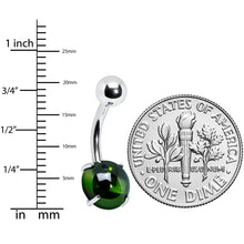 将图片加载到图库查看器,Light Green CZ Gem Smooth Hemisphere Belly Ring