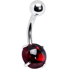 将图片加载到图库查看器,Red CZ Gem Smooth Hemisphere Belly Ring