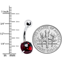 将图片加载到图库查看器,Red CZ Gem Smooth Hemisphere Belly Ring