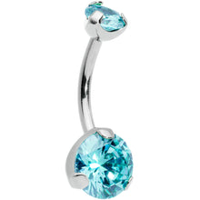 将图片加载到图库查看器,Aqua CZ Gem Grade 23 Titanium Internally Threaded Belly Ring