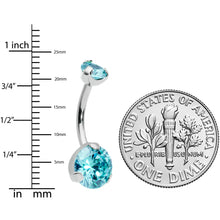 将图片加载到图库查看器,Aqua CZ Gem Grade 23 Titanium Internally Threaded Belly Ring