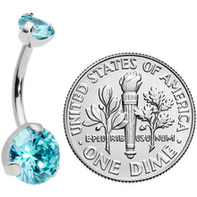 将图片加载到图库查看器,Aqua CZ Gem Grade 23 Titanium Internally Threaded Belly Ring
