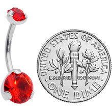 将图片加载到图库查看器,Red CZ Gem Grade 23 Titanium Internally Threaded Belly Ring